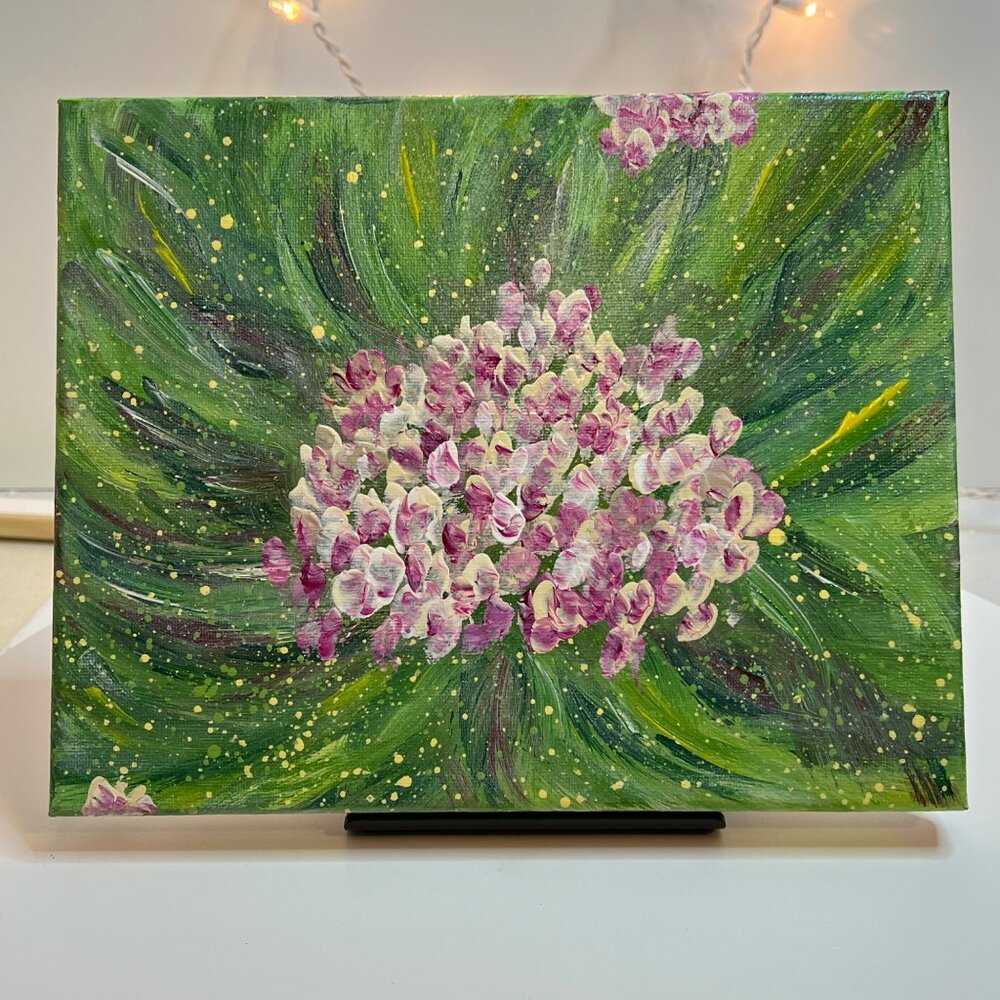 Hydrangeas 3 Floral Contemporary 8 x 10 Stretched Canvas Acrylic Painting